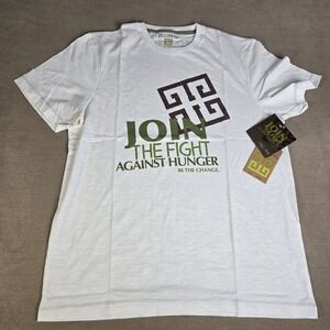 ECOTHS White Oranic T Shirt "Join The Fight Against Hunger" Be The Change XL